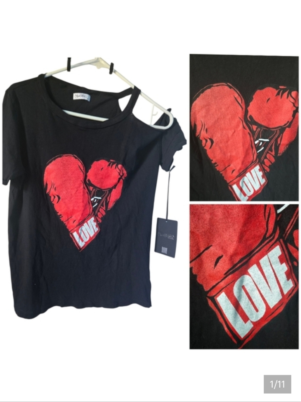 Lauren Moshi Love Boxing Open Shoulder tee